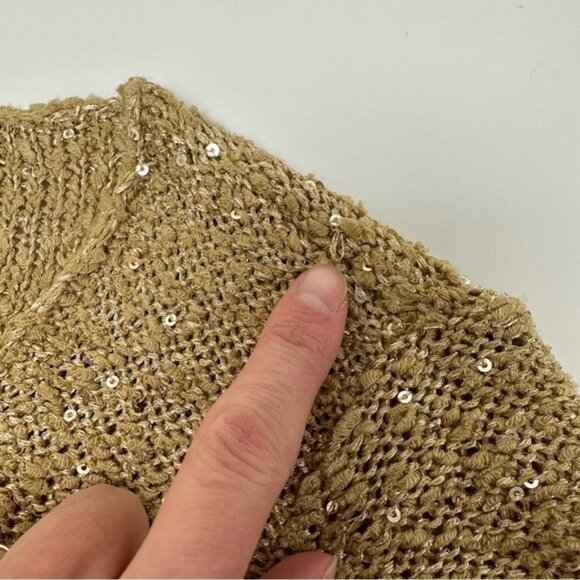 Alfani Gold Sequined Shimmer Scoop Neck Women's Elegant Plus Size Knitted Top - Picture 10 of 10